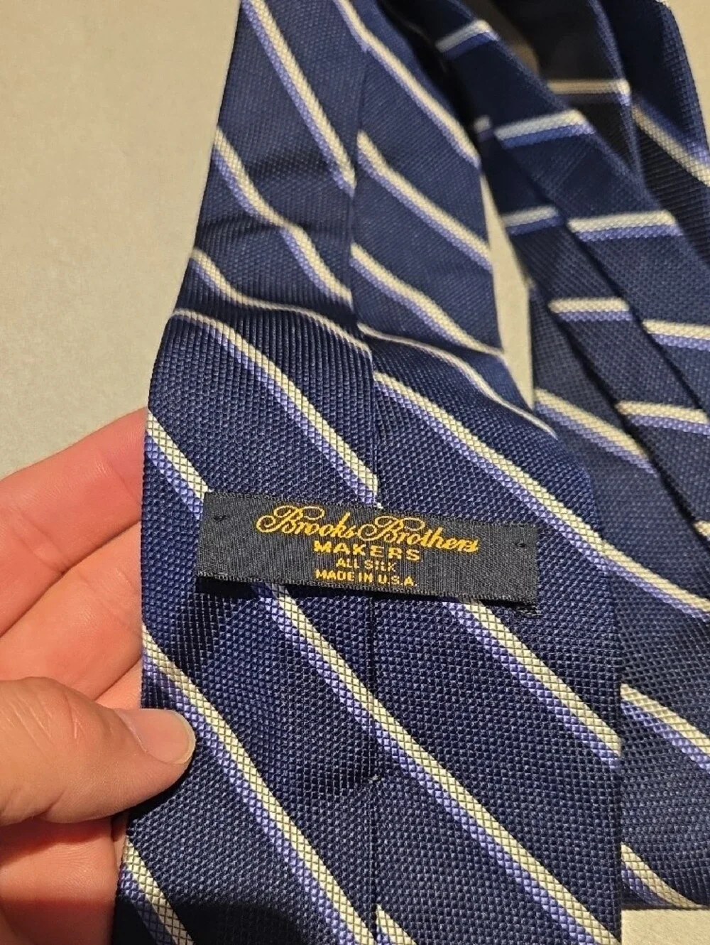 Brooks Brothers Navy and White Diagonal Stripe Tie